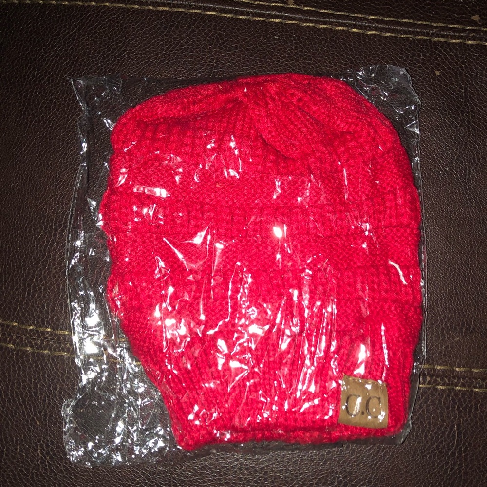 Red Ponytail Beanie